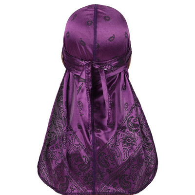 

7 Colors Unisex Women Men Silky Durags Long Tail Satin Pirate Hat Summer Breathable Head Scarf
