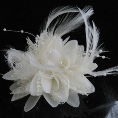 

Hot Flower Feather Bead Corsage Hair Clips Fascinator Bridal Hairband Brooch Pin