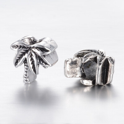 

Alloy European Beads Large Hole Beads Coconut Palm Antique Silver 13x13x85mm Hole 5mm