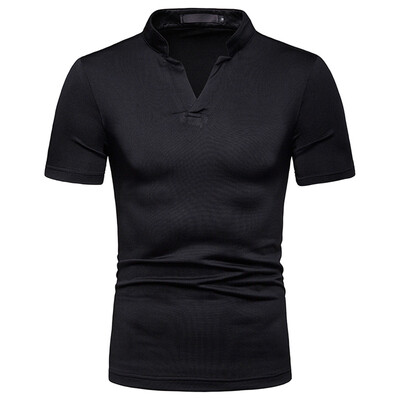 

Toponeto Mens Fashion Summer Solid T Shirt Leaf Short Sleeve Tops Casual Open Shirts