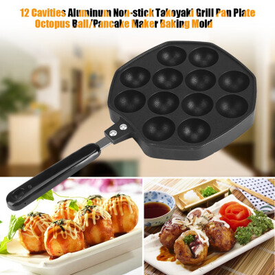 

12 Cavities Aluminum Non-stick Takoyaki Grill Pan Plate Octopus BallPancake Maker Baking MoldGrill PanGrill Plate