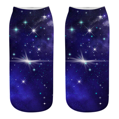 

Women Socks 3D Print Fashion Starry Sky Cotton Socks Women Outter Space Funny Socks For Girl Lady Boat Socks Short Socks
