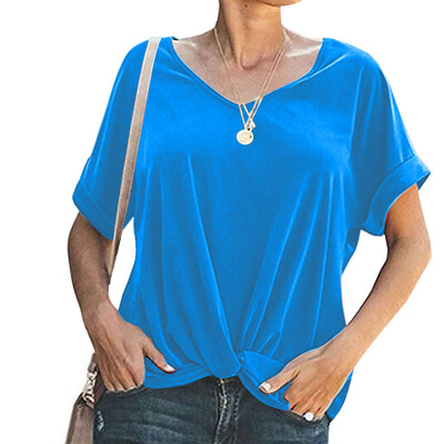 

Starmoon Women Casual Short Sleeve T-shirt Casual Loose Soild V Neck Top Blouse