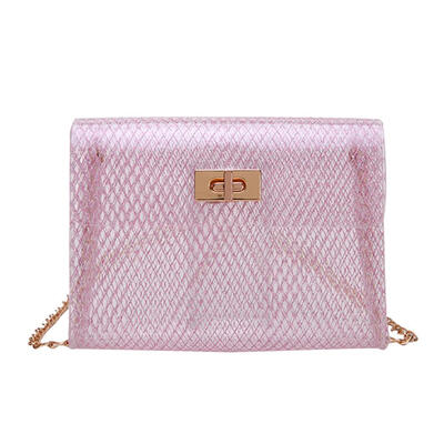

Creative Shoulder Bag Women Transparent Grid Jelly Bag Chain Messenger Bag