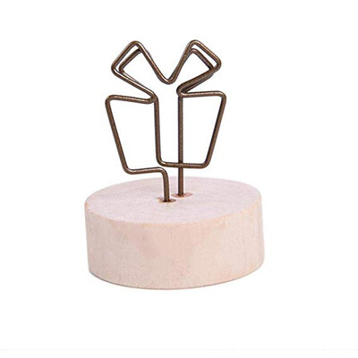 

Toponeto Rustic Real Wooden Base Place Card Holders Iron Wire Picture Picks Clip