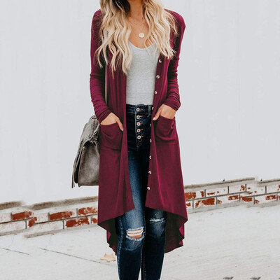 

Roseonmyhand Women Long Sleeve Solid Color Snap Button Down Knit Ribbed Cardigans Outwear