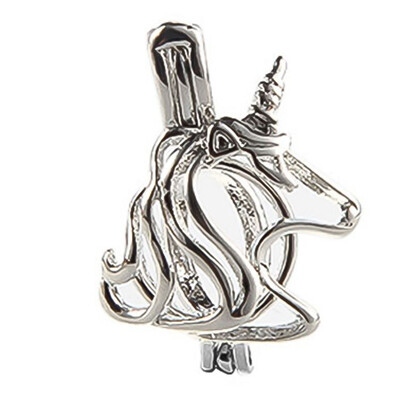 

Unicorn Pendant Beads Cage Locket Essential Oil Aroma Perfume Diffuser Necklace Pendant Hollow Rainbow Cloud Vintage Open