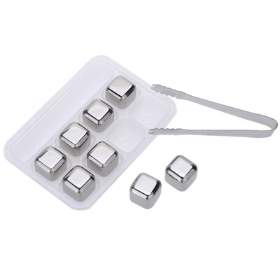 

8Pcs Reusable Stainless Steel Cooler Set Wine Drinks Cooling Chilling Cube with Plastic Storage Case Tongs
