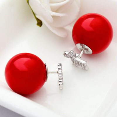 

Christmas Ornaments Female Cute Little Deer Snowflakes Red After Hanging Double Sided Pearl Earrings Ear Jewelry