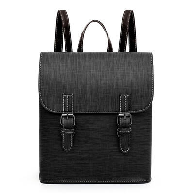 

Retro Waterproof Solid Color Travel Backpacks Women Leather School Rucksack