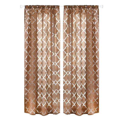 

Lantern Cut Flower Bubble Print Window Blinds Drapes Half Blackout Curtains