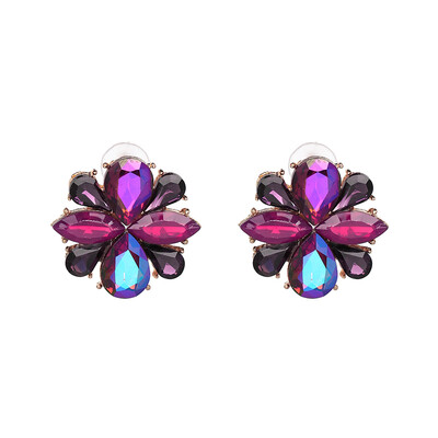 

2018 wholesale vintage crystal earrings women statement Rhinestone flower stud Earrings for women fashion earring jewelry