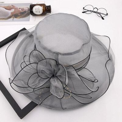 

New Summer Outdoor Flowers Mesh Sun Hat Ladies Wedding Church Party Hat Great