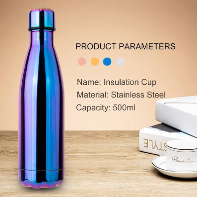

Water Bottle Stainless Steel 500ml Vacuum Insulated Water Bottle Electroplate Insulated Cup Keeps Cold Hot for Long Time