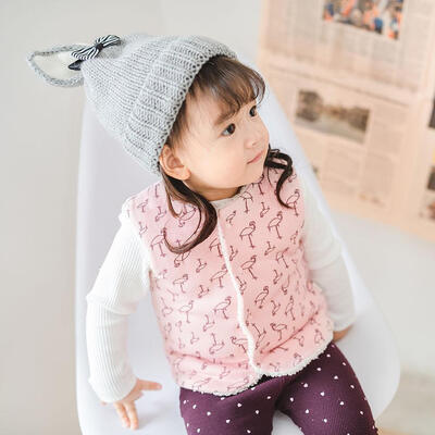

Fashion Cute Animal Print Winter Cotton Vest Infants Girls Soft Waistcoat