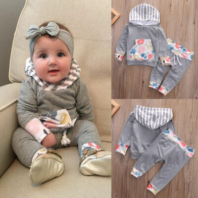 

Newborn Toddler Baby Boy Girl Hooded Sweater TopsPants Outfits 2pcs Set Clothes