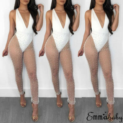 

UK Womens Beach Mesh Sheer Wide Leg Pants Ruffle Bikini Cover Up Flared Trousers