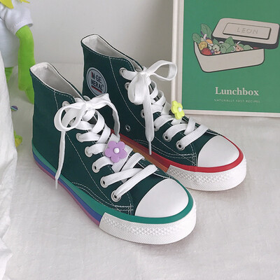 

Canvas shoes female students 100 Korean version of students 2019 new Xia Hyun Yafeng network celebrity high gang inss super hot sh