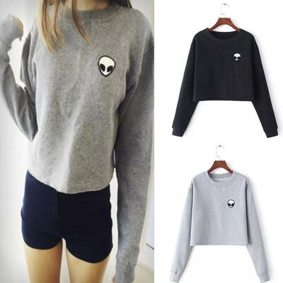

Fashion Women Ladies Long Sleeve Autumn Slim O Neck Pullover Sweater Crop Top