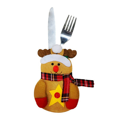 

2020 Christmas New Santa Claus Snowman Reindeer New Year Pocket Fork Cutlery Cover Family Party Table Cutlery Decoration