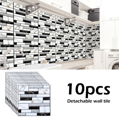 

10PCS 3D Removable Home Wall Sticker Tile Brick Self-adhesive Waterproof Kitchen Bathroom Home Decor DIY