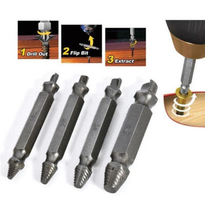 

4pc Broken Bolt Remover Extractor Drill Bits Easy Out Stud Reverse Damage Screw