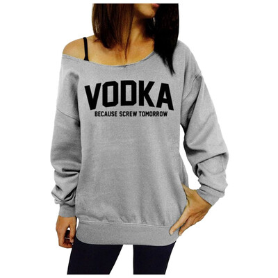 

Tailored Fashion Women Long Sleeves Skew Collar Letter Print Blouse Loose Street T-shirt