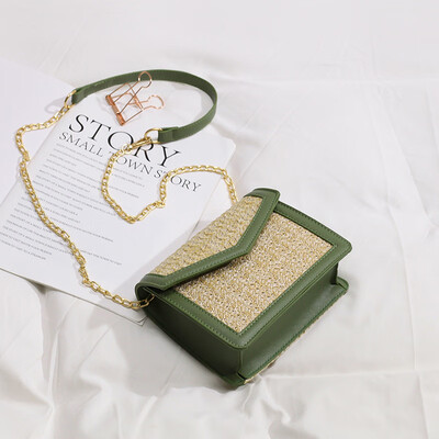 

2019 Summer Vintage Rattan Bag Fashion Bohemian Straw Bags for Women Beach Handbags Square Flap Handmade Kintted Crossbody Bag