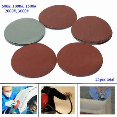 

25 PcsSet 6 150mm Sanding Sheets Discs Sandpaper 6001000150020003000 Grit