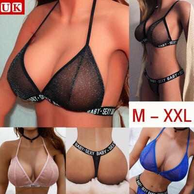 

Sexy Women 2Pcs Cute & Sexy Chiffon Strip Lingerie Set Polka Dot Transparent Bra&Thongs Set