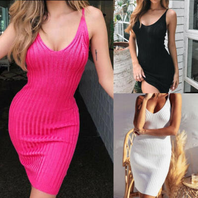

UK BOHO Women Ladies Summer Beach Midi Dress Cocktail Strappy V neck Sun Dresses