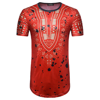 

Toponeto Mens Summer Casual African Print O Neck Pullover Short Sleeve T-shirt Top Blous