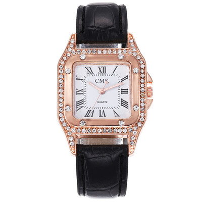

Explosion models ladies full diamond square shell quartz watch fashion student watch female models