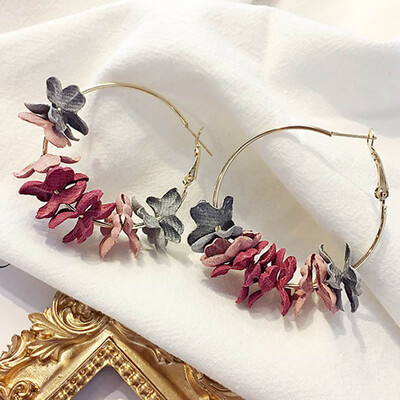 

Fashion Fabric Flower Drop Earrings For Women 2019 Statement Colorful Petal Circle Big Fancy Earring Jewelry