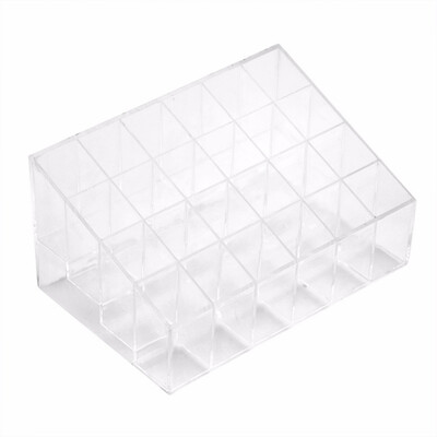 

24 Grids Lipstick Storage Box Clear Plastic Lipstick Holder Organizer Stand Display Case