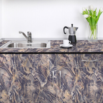 

〖Follure〗Marble Contact Paper Self Adhesive Glossy Worktop Peel Stick Wallpaper Roll