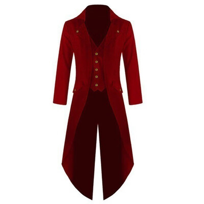 

Men Tuxedo Coat Dress Suit Punk Vintage Lapel Long Sleeve Button Evening Costume