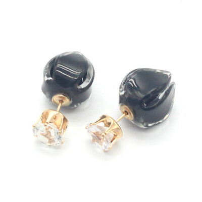 

Olaru 2019 New Crystal Flower Stud Earrings Thick Double Round Circle Rings Earrings For Women Zinc Alloy Trendy Hiphop Rock
