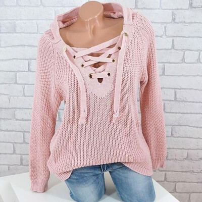 

Gobestart Womens Fashion AutumnWinter Long Sleeve Hooded Pullover Knitted Sweaters Tops