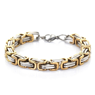 

Fashion Men Byzantine Chain Link Biker Silver Stainless Steel Bracelet Hot