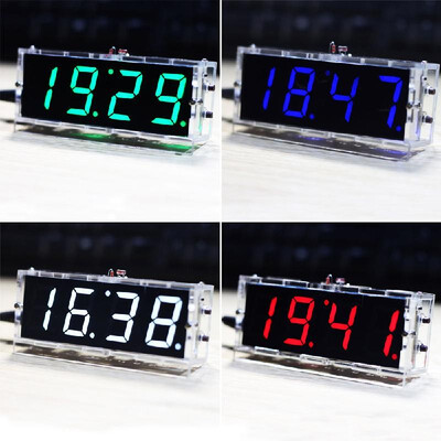 

Compact 4-digit DIY Digital LED Clock Kit Light Control Temperature Date Time Display with Transparent Case