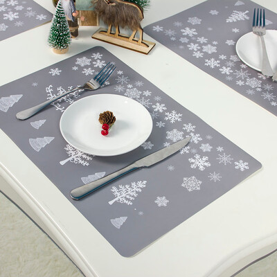 

Siaonvr Creative Christmas PVC printing Bowl Fork Placemat Mat 6 placemats 6 coasters