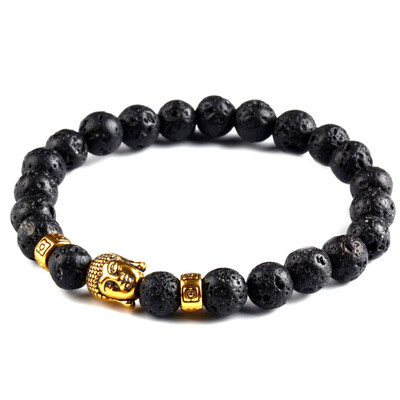 

New Mens Handmade Elastic Band Nylon Wirstband String Buddha Head Beaded Bracelets & Bangles Jewelry Accessories for Male