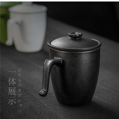 

Black Ceramic Cup for Loose Tea Teacup Mug with Lid & Inbuilt Filter 270ml