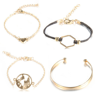 

Elegant Infinity Multi-Layer Hand Link Chain Bracelet Set For Women Girls