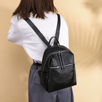 

Tailored Women Backpack Tide Bag Wild Soft Leather Student Bag Simple Backpack