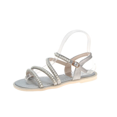 

Sandals fairy style Korean version of pearl hundred summer students flat bottom with Roman shoes
