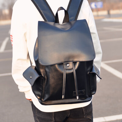 

Double shoulder backpack male leisure fashion bucket computer bag Korean version of large capacity campus middle school students s
