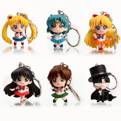 

Sailor Moon Anime Keychain keyring Action figures toy x 6 pcs