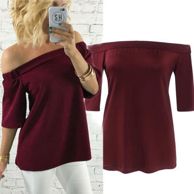 

New Women ff-shoulder Short Sleeve Sexy Top Blouse T-shirt Summer Shirt Tops